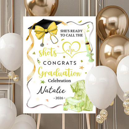 She's Ready To Call The shots Personalized Graduation Welcome Sign - Custom Photo Welcome Sign - Graduation Gifts