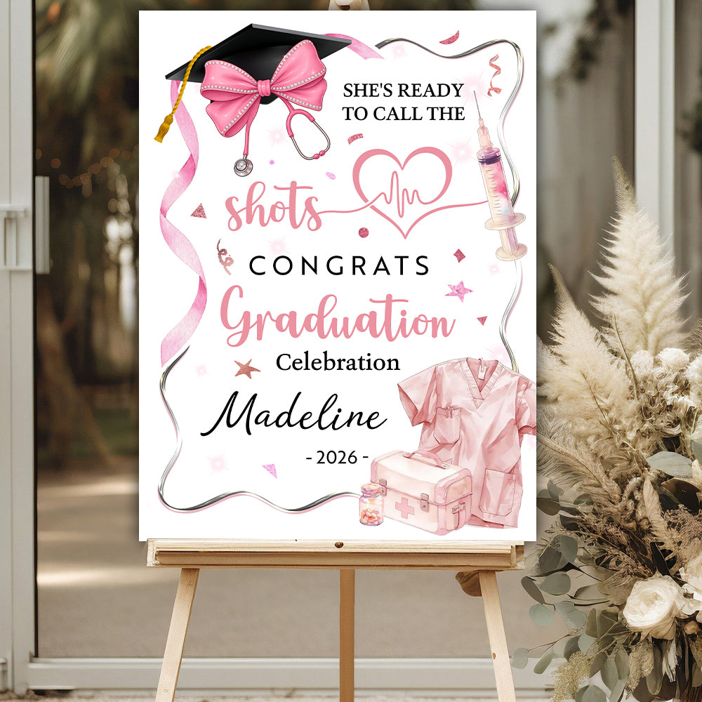 She's Ready To Call The shots Personalized Graduation Welcome Sign - Custom Photo Welcome Sign - Graduation Gifts