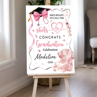 She's Ready To Call The shots Personalized Graduation Welcome Sign - Custom Photo Welcome Sign - Graduation Gifts