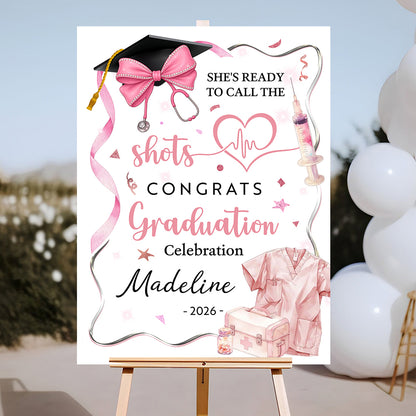 She's Ready To Call The shots Personalized Graduation Welcome Sign - Custom Photo Welcome Sign - Graduation Gifts