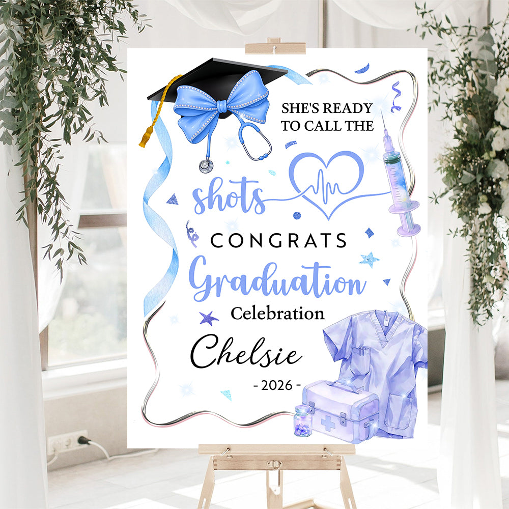 She's Ready To Call The shots Personalized Graduation Welcome Sign - Custom Photo Welcome Sign - Graduation Gifts