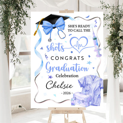 She's Ready To Call The shots Personalized Graduation Welcome Sign - Custom Photo Welcome Sign - Graduation Gifts