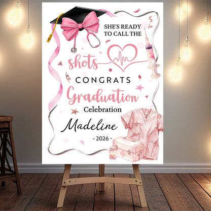 She's Ready To Call The shots Personalized Graduation Welcome Sign - Custom Photo Welcome Sign - Graduation Gifts