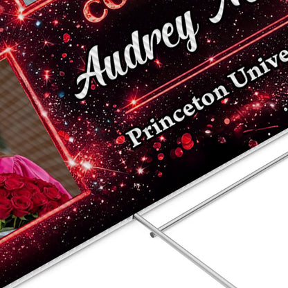 Personalized "Shine 2026" graduation yarn lawn sign, a unique graduation gift with yard stake from Jillian Customs.