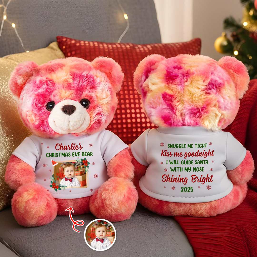 Personalized Teddy Bear Plush "Shining Bright 2025" with custom photo.