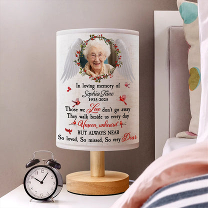 So Very Dear custom photo lamp showcasing personalized fabric with family photos.