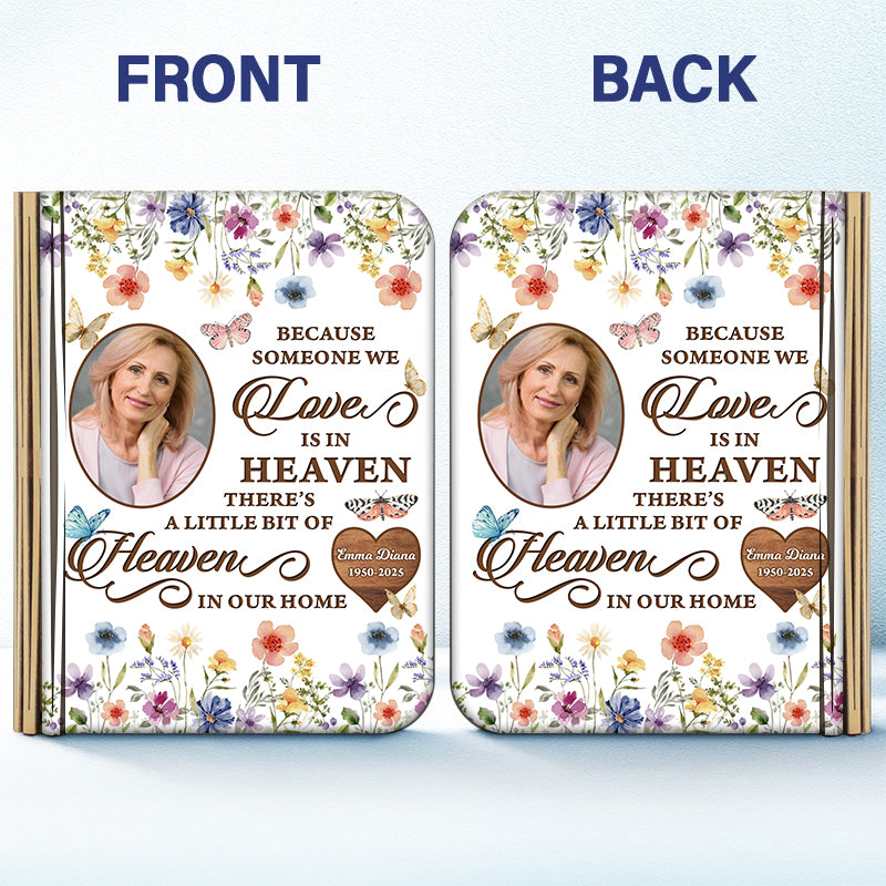 Personalized Memorial Book Lamp: "Someone We Love is in Heaven" design. A thoughtful remembrance gift.