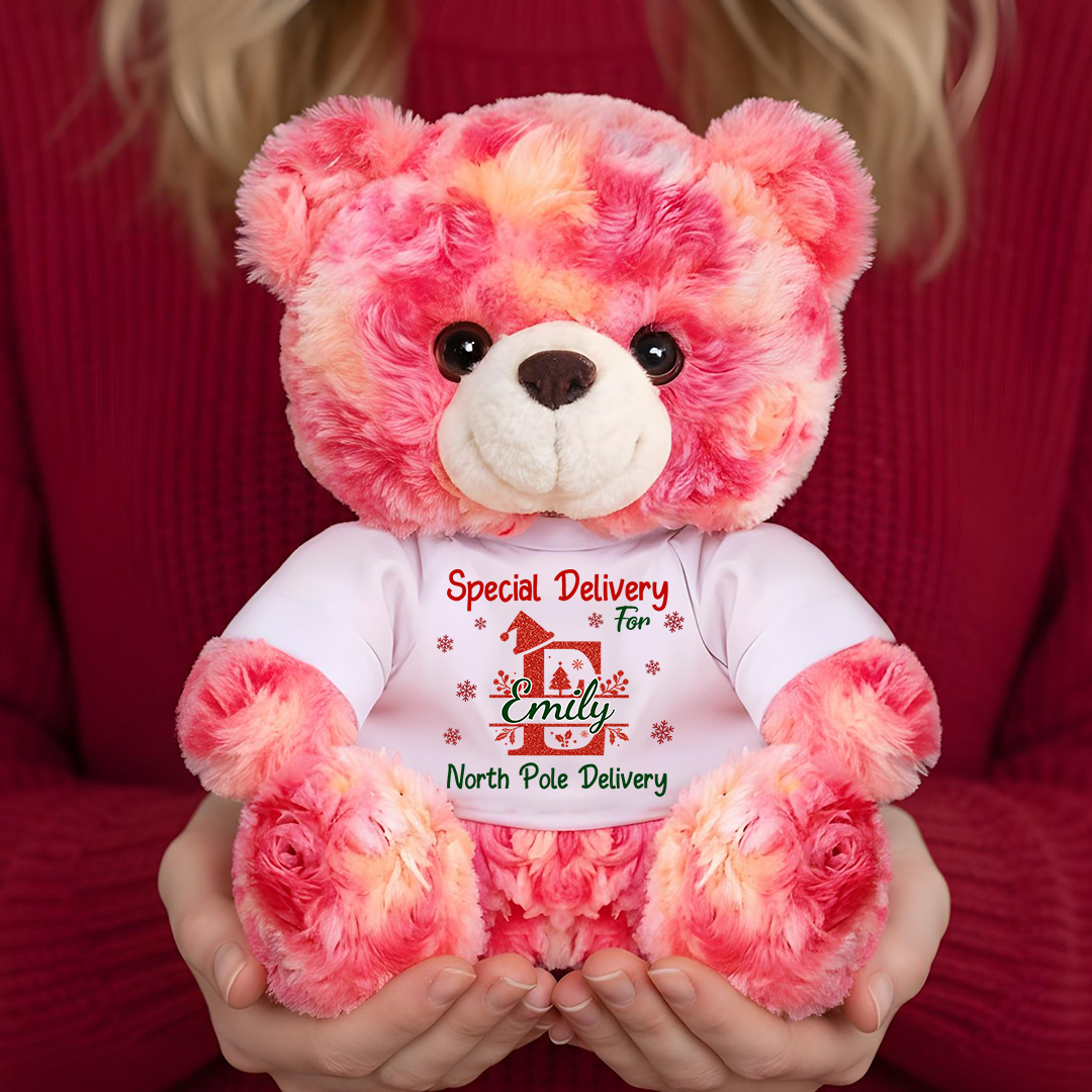 Personalized teddy bear with custom name and message, a special bear friend plush.