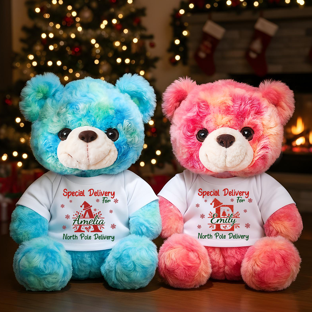 Personalized teddy bear with custom name and message, a special bear friend plush.