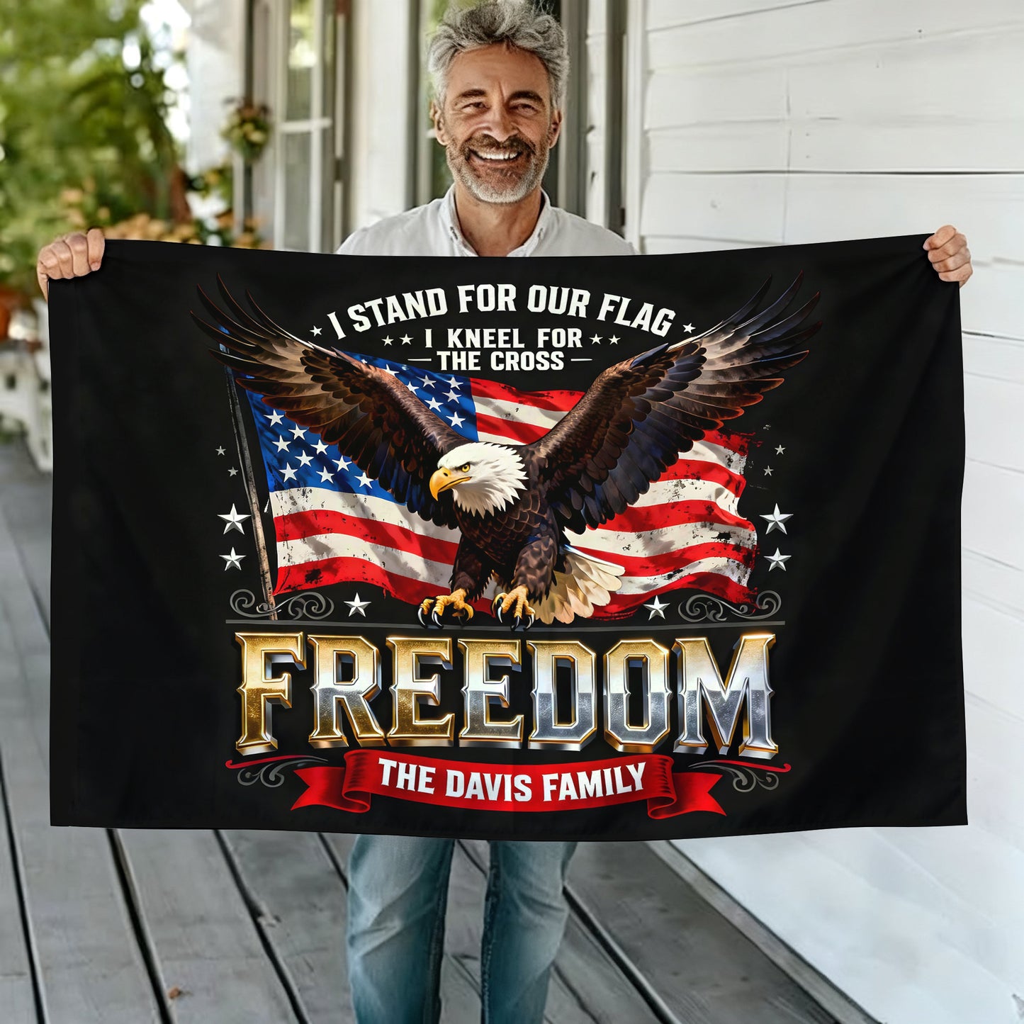 Stand For Our Flag 250 Birthday American Flag - Semiquincentennial Eagle Flag - Personalized House Flag