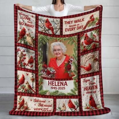 Personalized "Still Loved, Still Missed" memorial crochet yarn blanket.