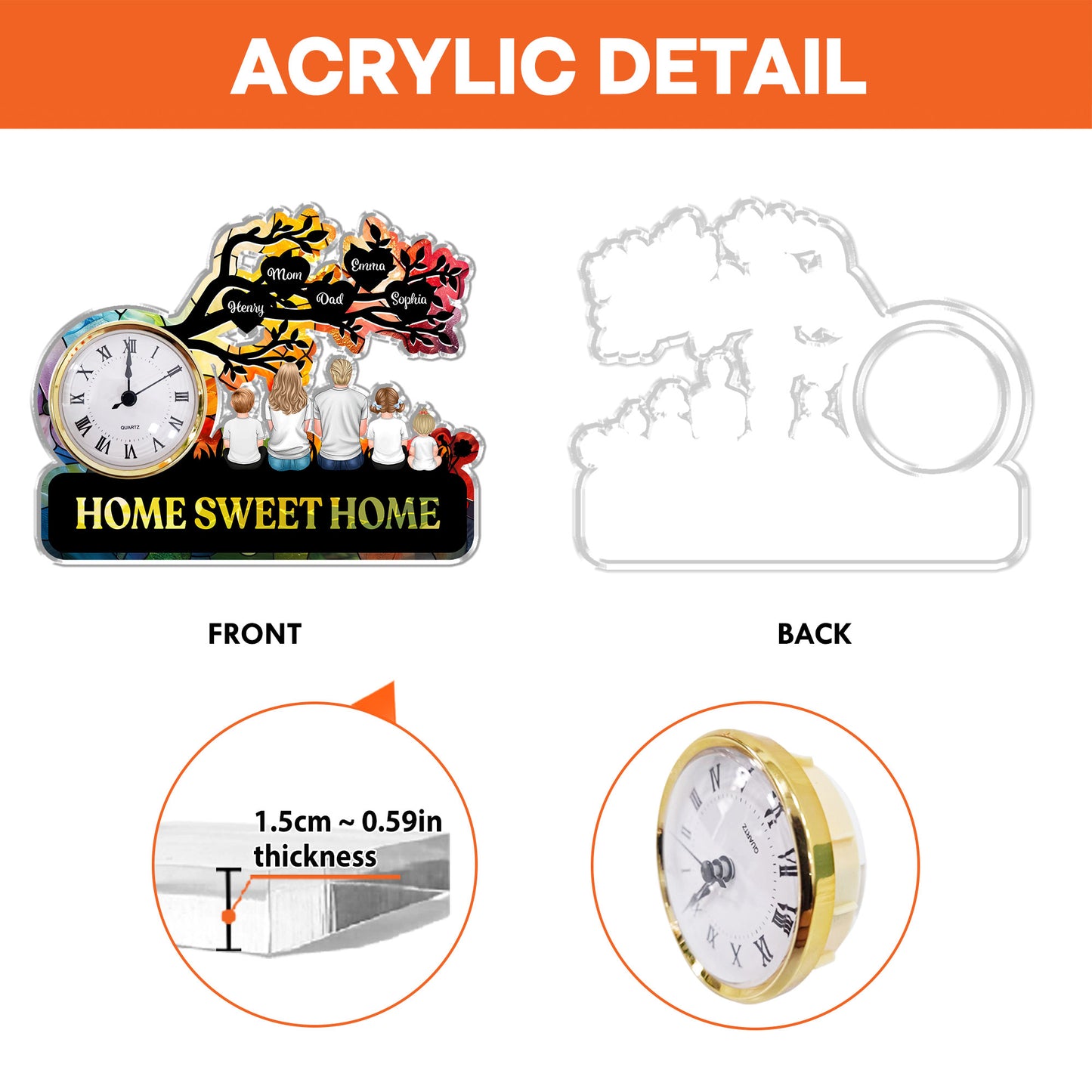 Personalized Sweet Home Desk Clock Plaque - A unique and sentimental home decor gift.