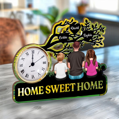 Personalized Sweet Home Desk Clock Plaque - A unique and sentimental home decor gift.