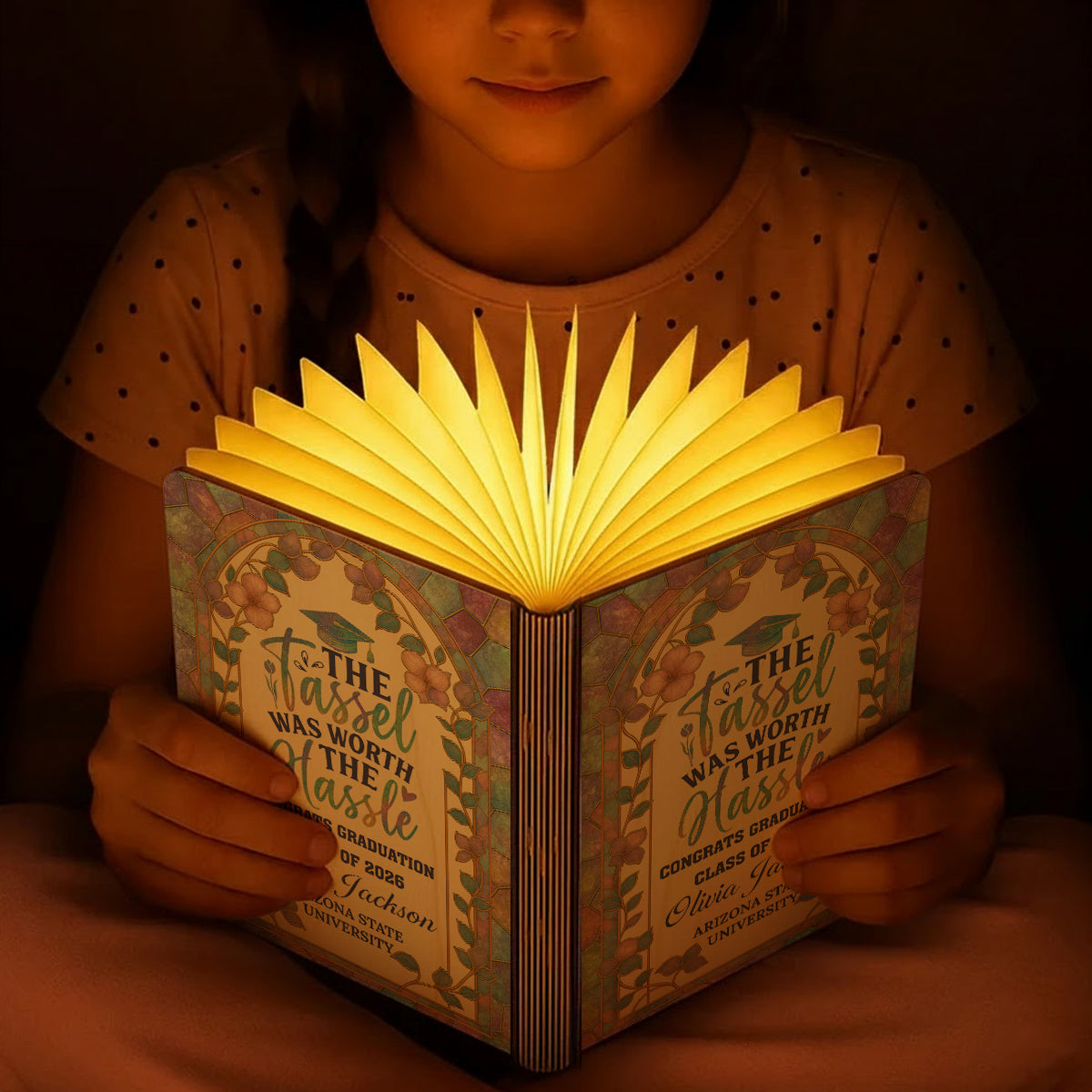 Tassel Worth The Hassle Stained Glass  - Personalized Book Lamp - Book Lovers