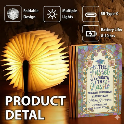 Tassel Worth The Hassle Stained Glass  - Personalized Book Lamp - Book Lovers