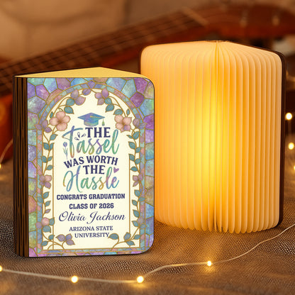 Tassel Worth The Hassle Stained Glass  - Personalized Book Lamp - Book Lovers