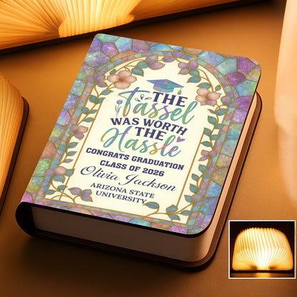 Tassel Worth The Hassle Stained Glass  - Personalized Book Lamp - Book Lovers