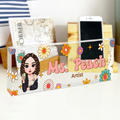 Personalized Teacher Acrylic Desk Name Plate for the Teacher Era - a custom gift for educators.