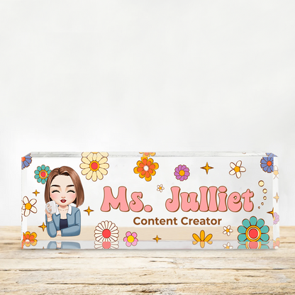 Personalized Teacher Acrylic Desk Name Plate for the Teacher Era - a custom gift for educators.