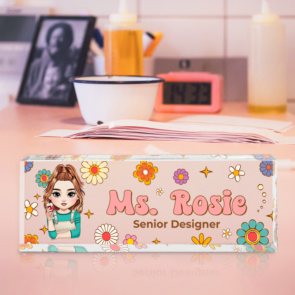 Personalized Teacher Acrylic Desk Name Plate for the Teacher Era - a custom gift for educators.