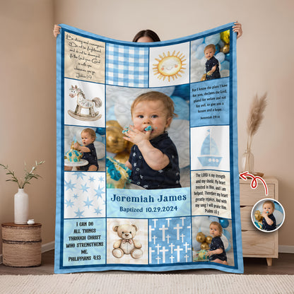 The Lord is My Strength personalized custom blanket with floral design.