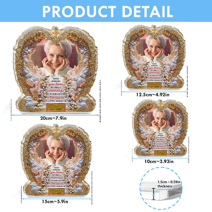 Personalized memorial acrylic block plaque with custom photo and "The Memory Becomes a Treasure" quote.