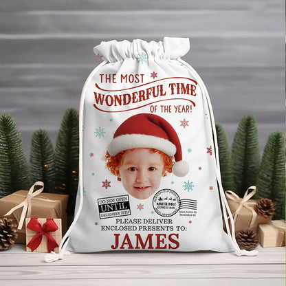 The Most Wonderful Time of the Year Christmas Bag - personalized Christmas sack gift for family.