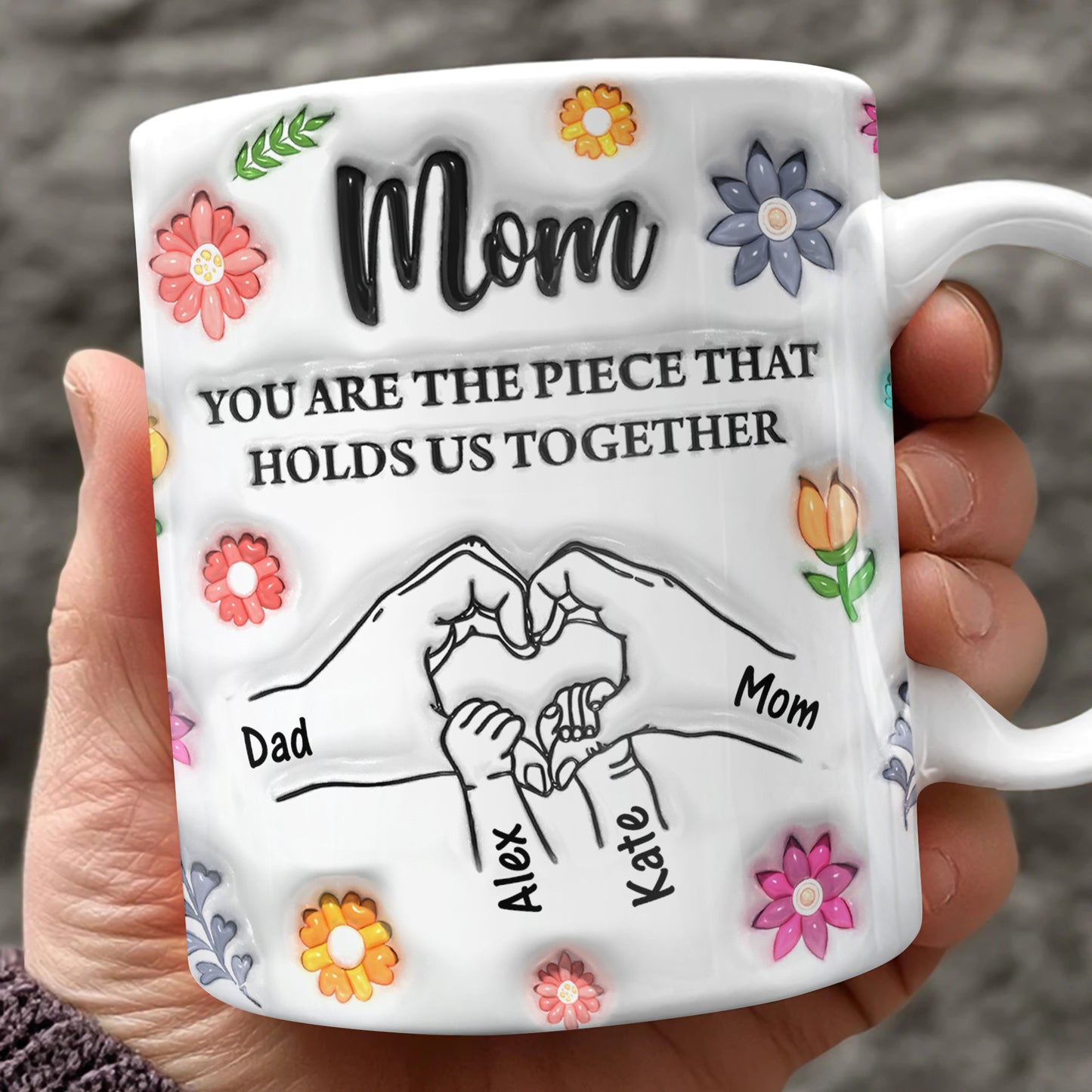 The Piece Of My Heart Mother's Day - Personalized Custom Coffee Mug - 3D Effect