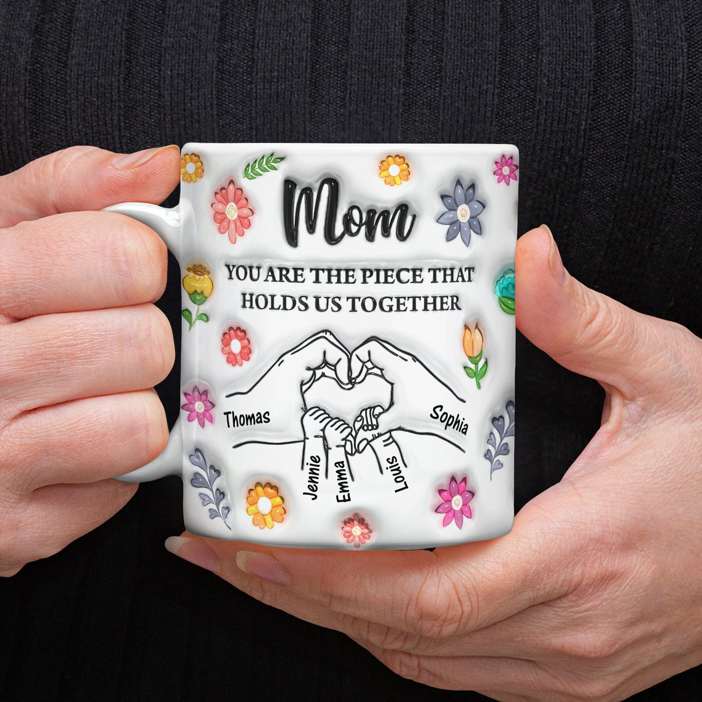 The Piece Of My Heart Mother's Day - Personalized Custom Coffee Mug - 3D Effect