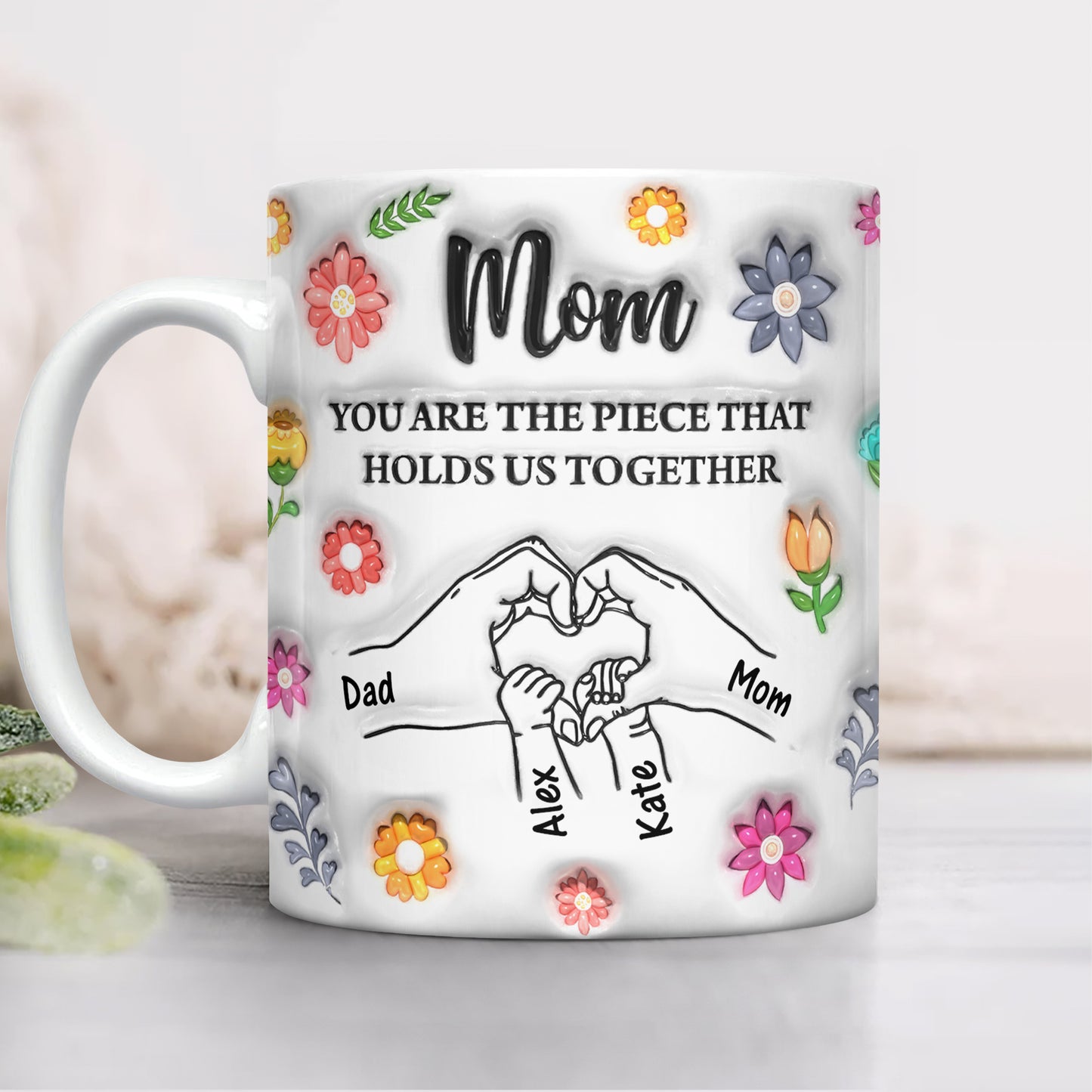 The Piece Of My Heart Mother's Day - Personalized Custom Coffee Mug - 3D Effect