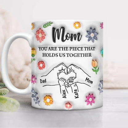 The Piece Of My Heart Mother's Day - Personalized Custom Coffee Mug - 3D Effect
