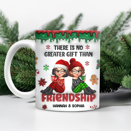 Personalized "There Is No Greater Gift Than Friendship" coffee mug.