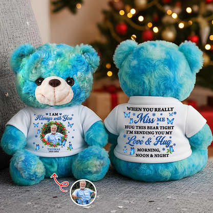 Personalized "This Christmas I am Always With You" memorial teddy bear plush.