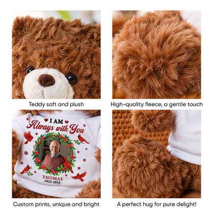 Personalized "This Christmas I am Always With You" memorial teddy bear plush.