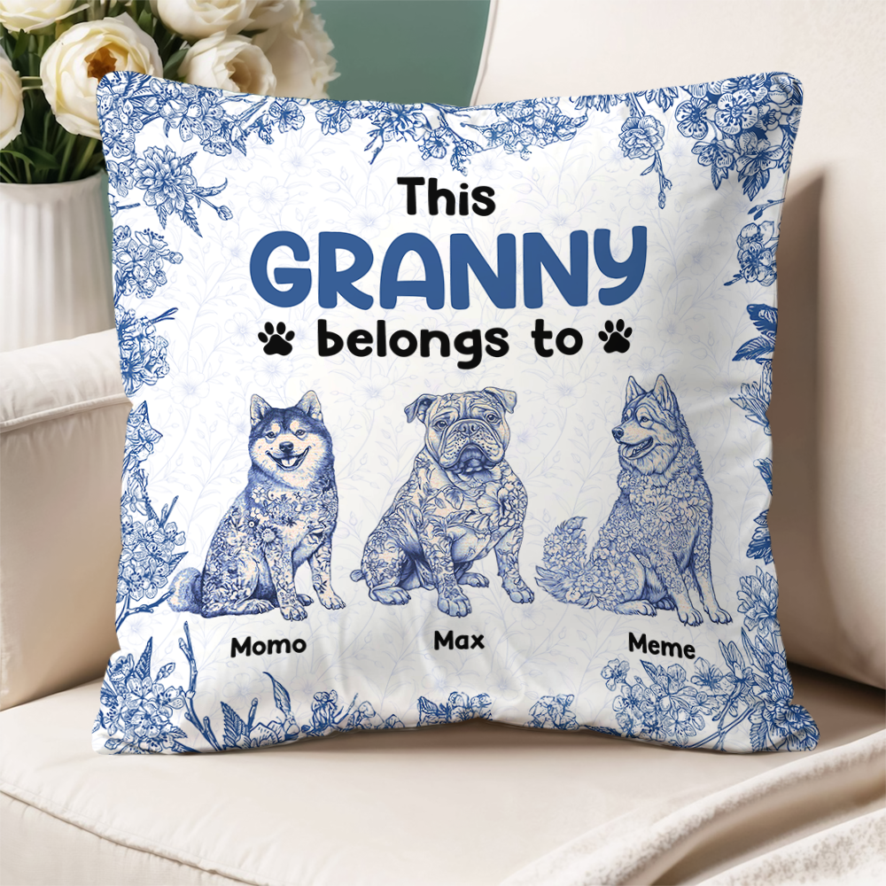 This Mommy Belongs To Me personalized pillow, a cute gift for dog moms.