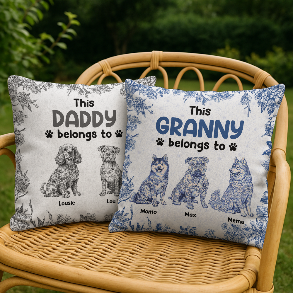 This Mommy Belongs To Me personalized pillow, a cute gift for dog moms.