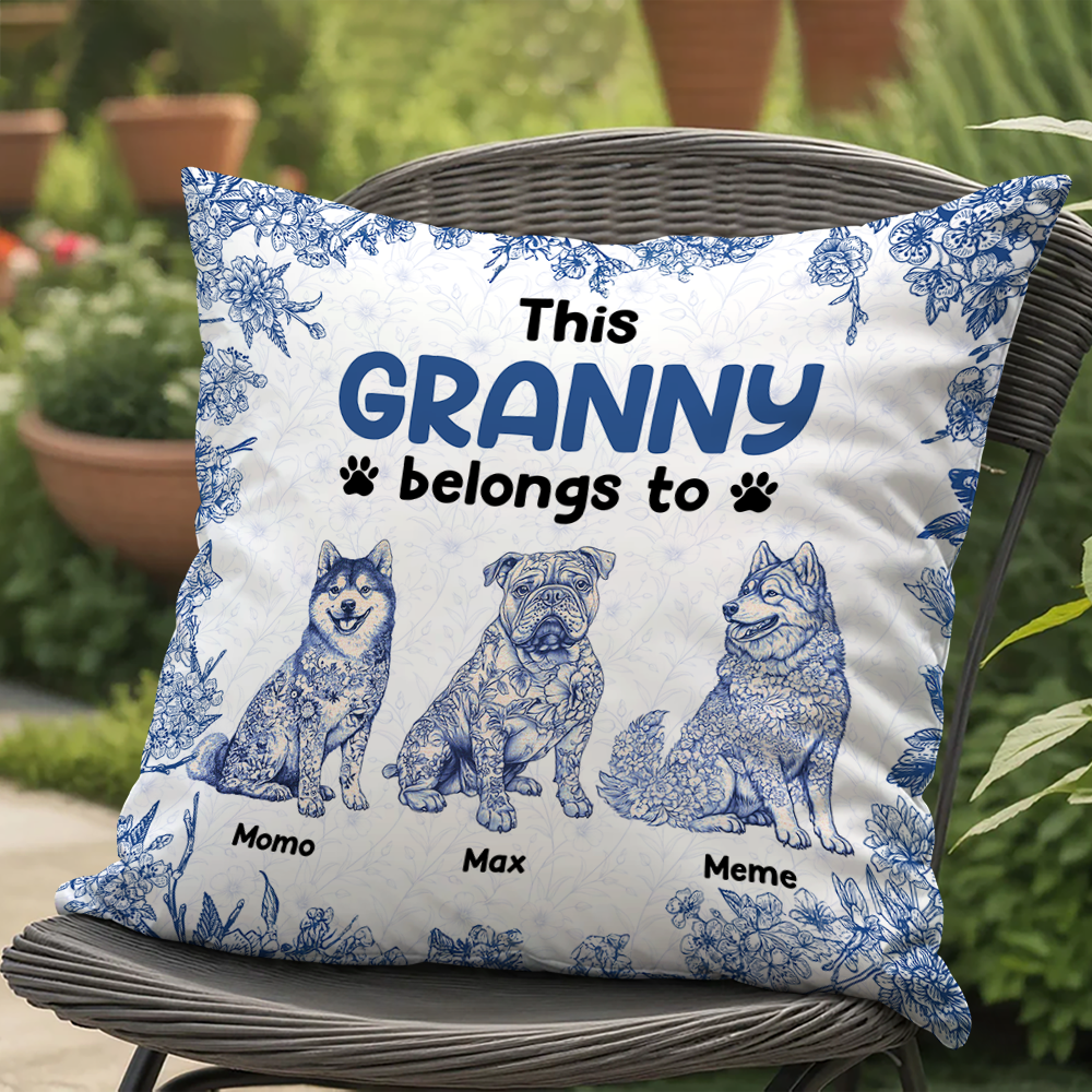 This Mommy Belongs To Me personalized pillow, a cute gift for dog moms.