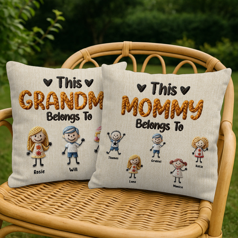 Personalized "This Mommy Belongs To" custom pillow, a unique gift for mothers.