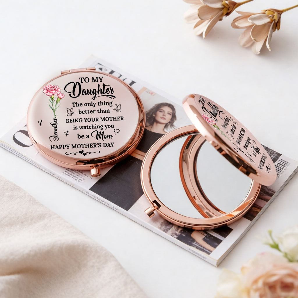 To My Daughter I Love You - Personalized Custom 3D Effect Compact Mirror