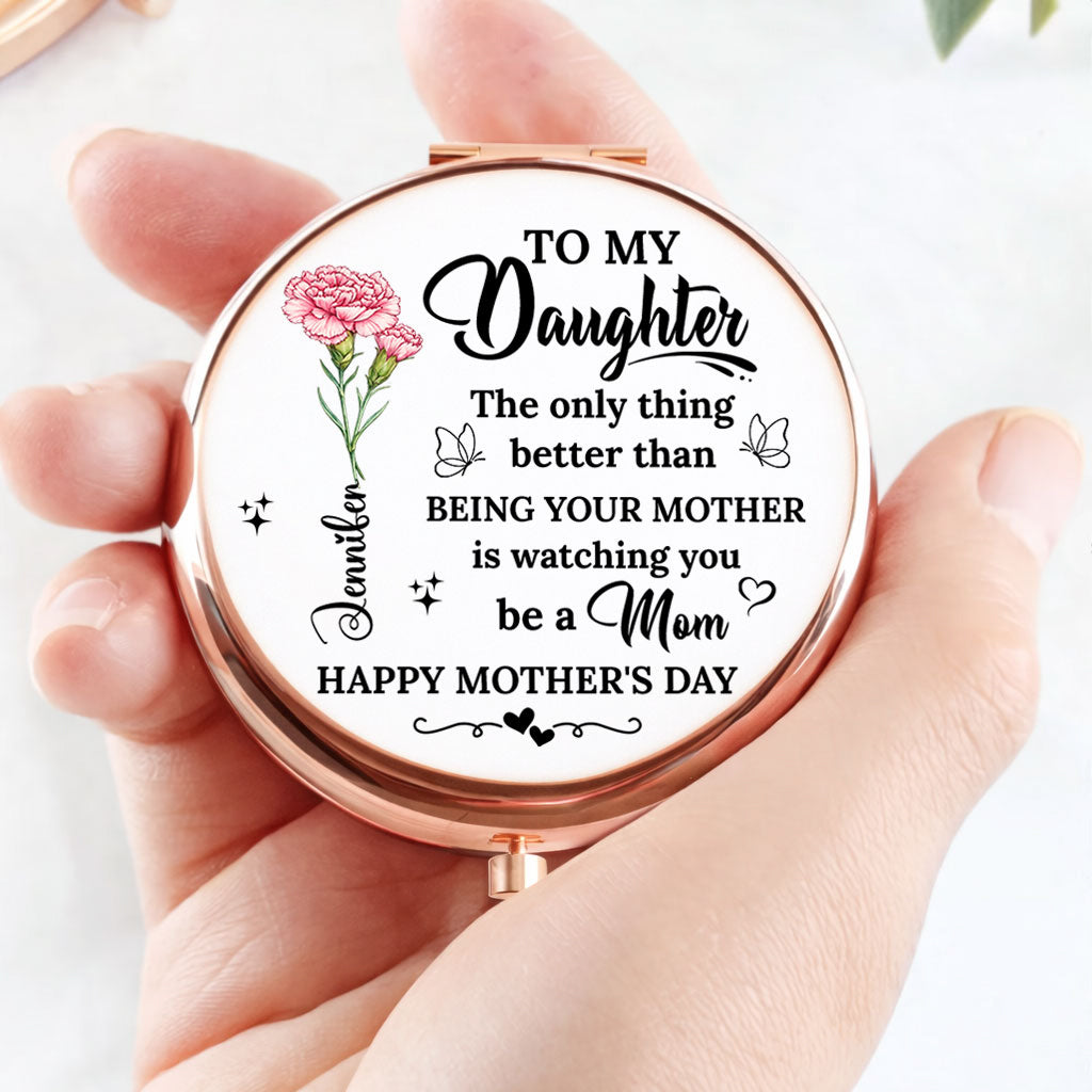To My Daughter I Love You - Personalized Custom 3D Effect Compact Mirror