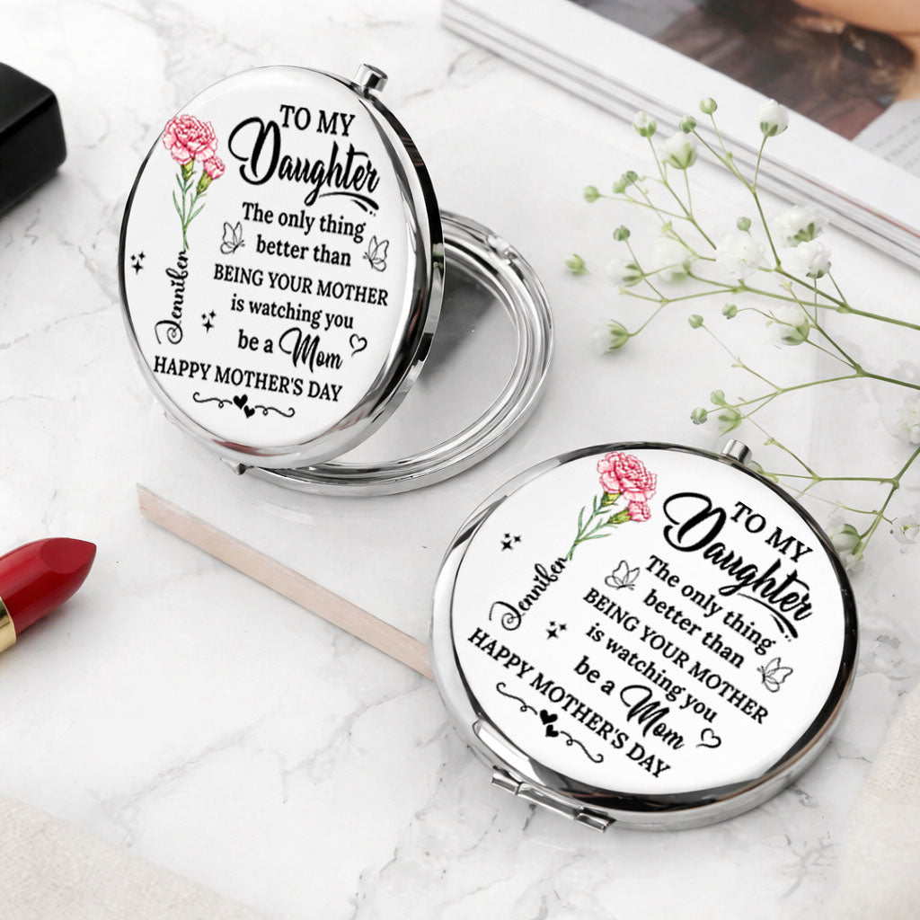 To My Daughter I Love You - Personalized Custom 3D Effect Compact Mirror