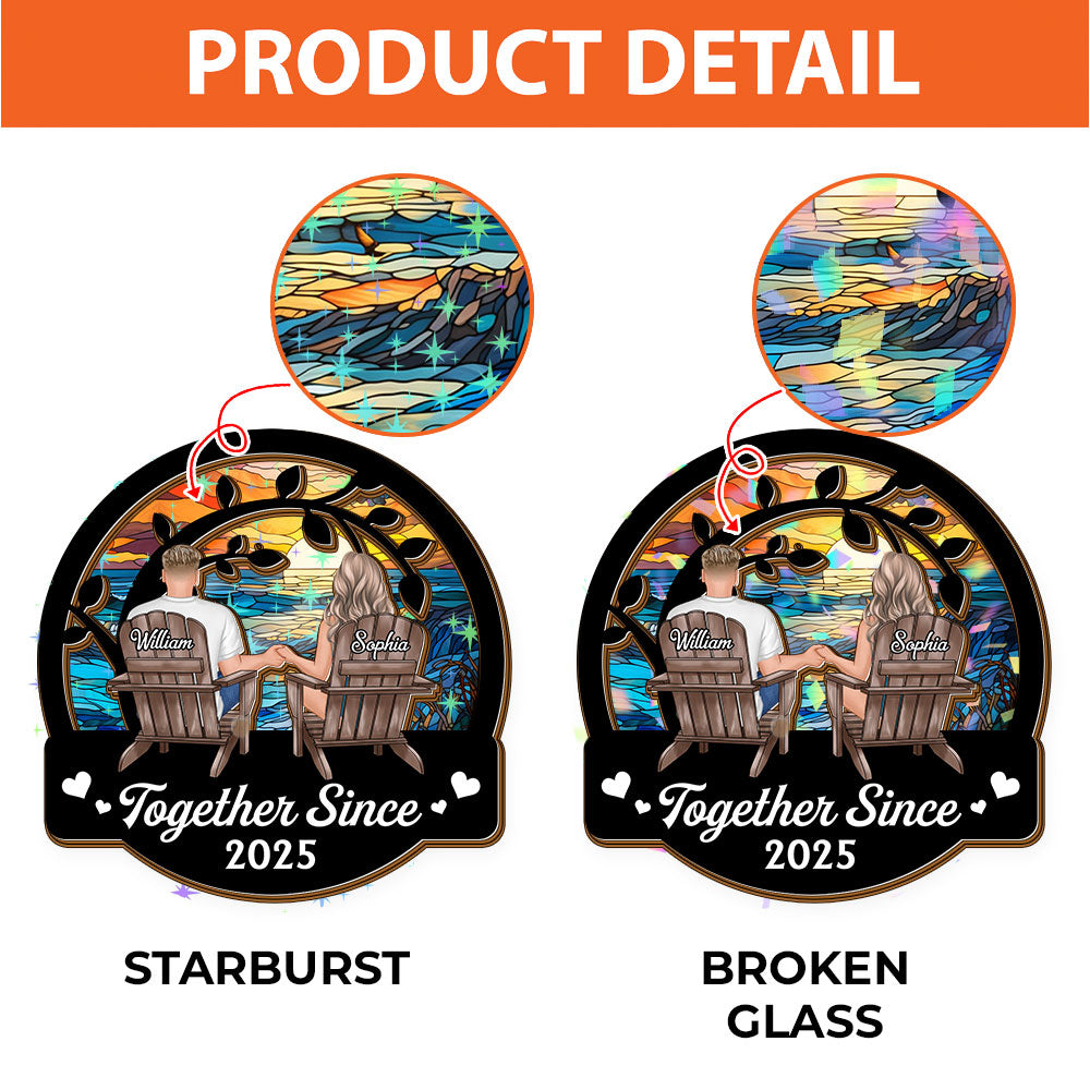 Together Since Custom Shape Hologram Ornament - two layered, personalized date Christmas decoration.