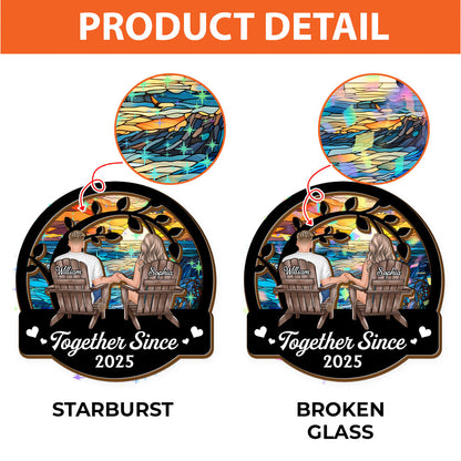 Together Since Custom Shape Hologram Ornament - two layered, personalized date Christmas decoration.