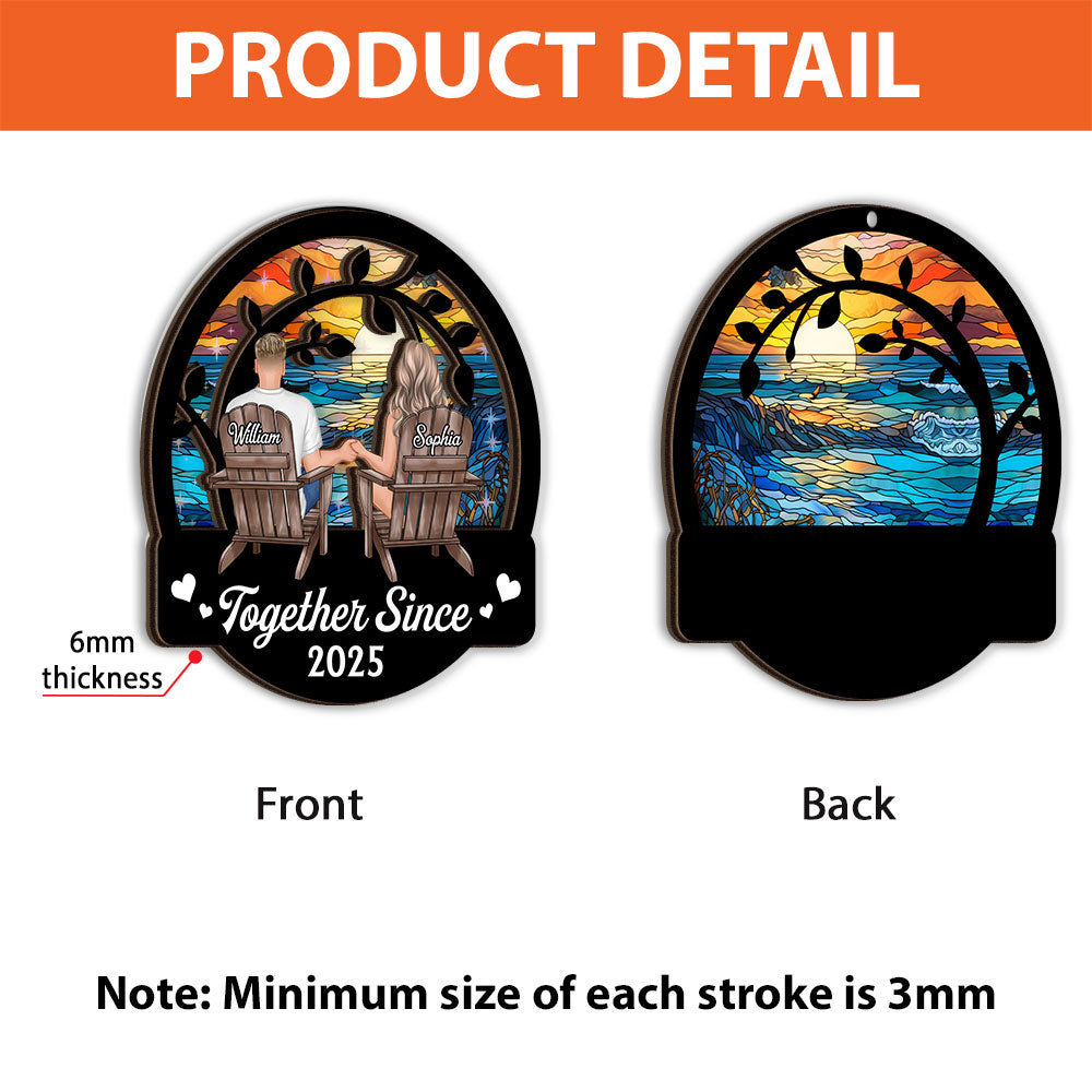 Together Since Custom Shape Hologram Ornament - two layered, personalized date Christmas decoration.