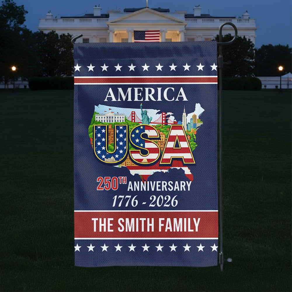 USA - Freedom Proud Flag Personalized Family Name America - Personalized Garden Flag