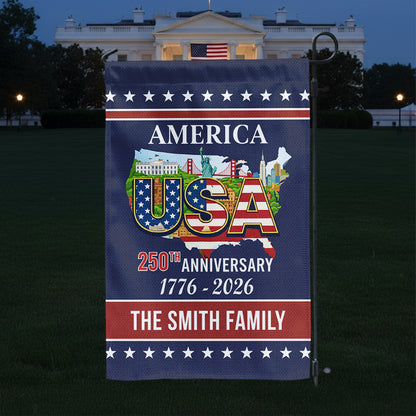 USA - Freedom Proud Flag Personalized Family Name America - Personalized Garden Flag