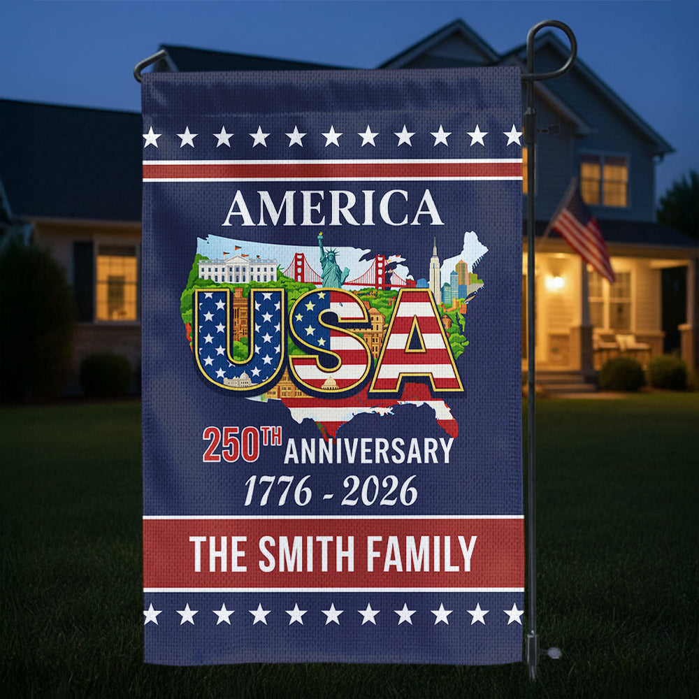 USA - Freedom Proud Flag Personalized Family Name America - Personalized Garden Flag