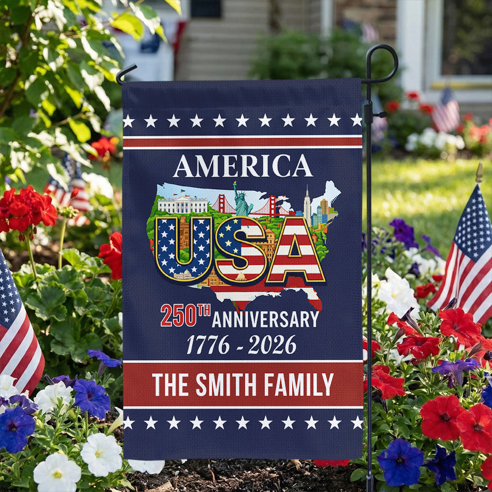 USA - Freedom Proud Flag Personalized Family Name America - Personalized Garden Flag