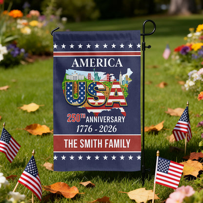 USA - Freedom Proud Flag Personalized Family Name America - Personalized Garden Flag
