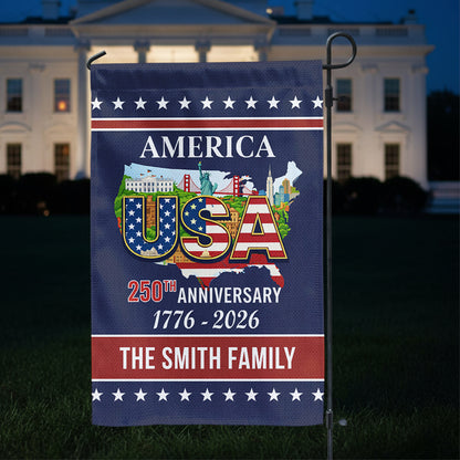 USA - Freedom Proud Flag Personalized Family Name America - Personalized Garden Flag